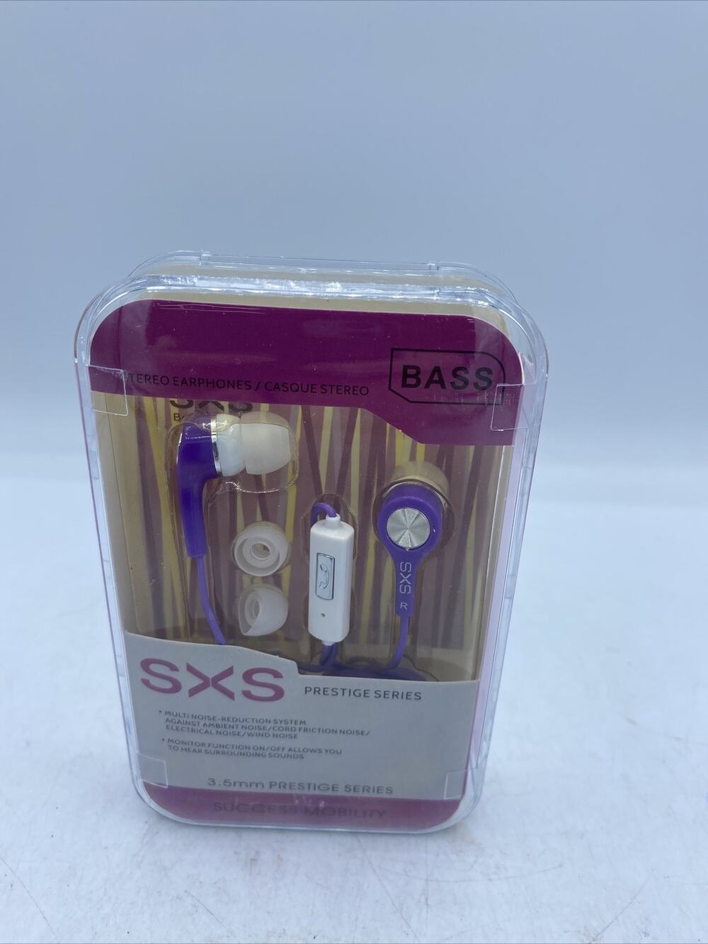 NEW Purple SXS Bass Stereo Earbuds Headphones 3.5mm w/ Success Mobility